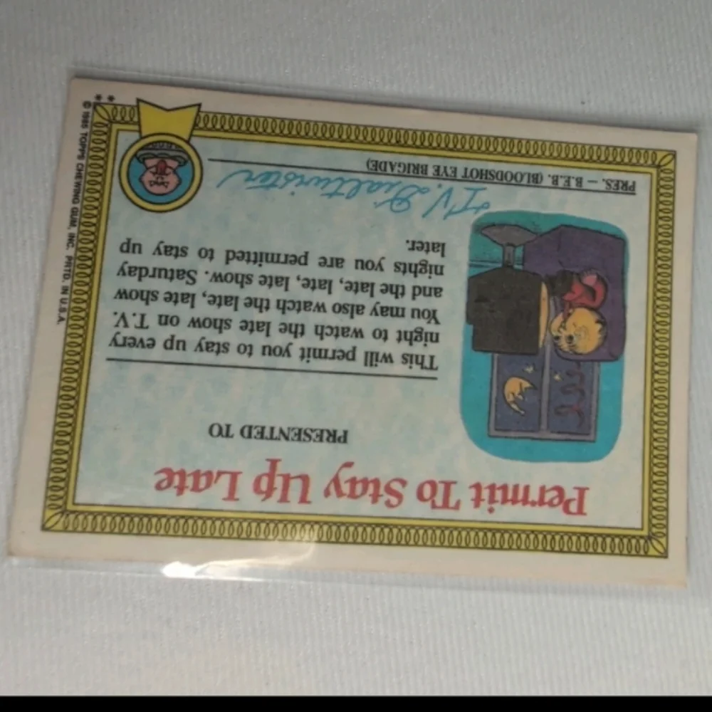 1985 OS1  Evil Eddie Garbage Pail Kid Highly Collectable Trading Card !